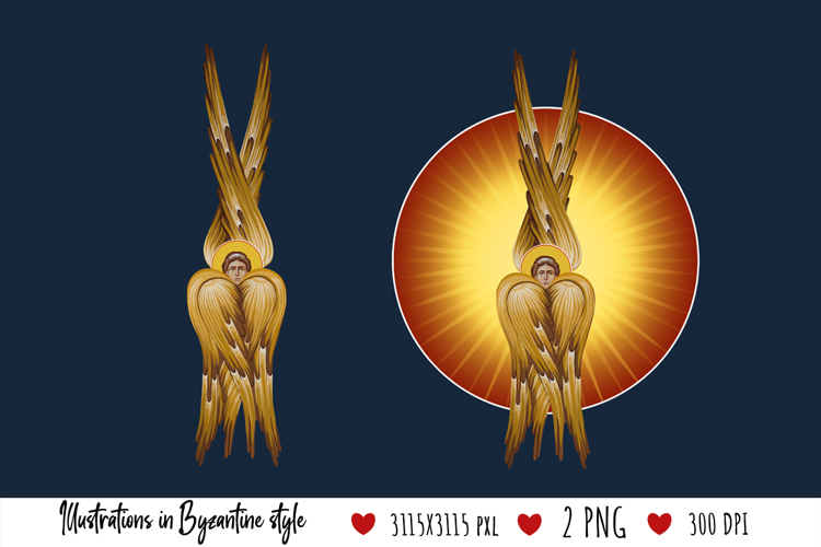 Seraphim Christian Illustration in Byzantine Style