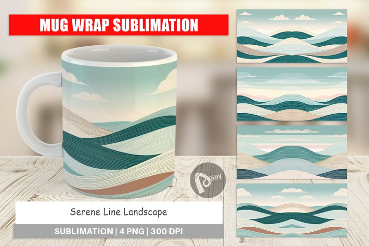 Mug Wrap Design Serene Line Landscape