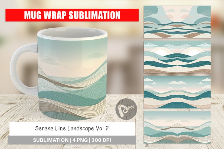 Mug Wrap Design Serene Line Landscape