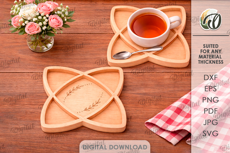 3D Kitchen Serving Tray Laser Cut. Tea Serving Tray SVG