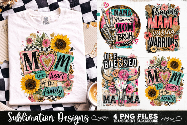 Trendy Mama PNG , Retro Collage Mama 4 Designs Sublimation