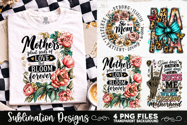 Trendy Mama PNG , Retro Collage Mama 4 Designs Sublimation