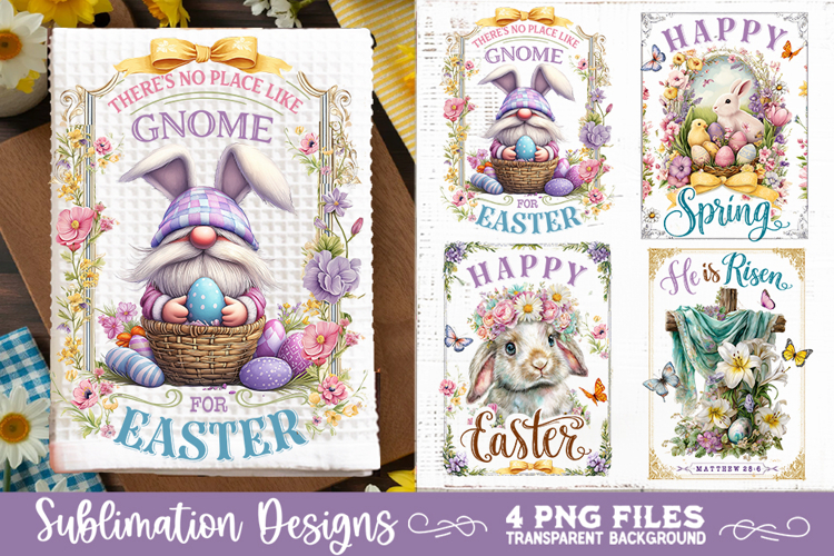Easter Kitchen Towel 4 PNG Retro PNG Sublimation