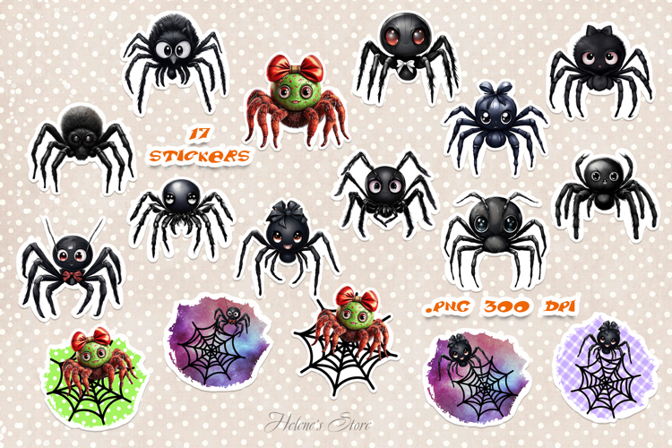 Halloween spider Stickers Printable| Cute Spooky sticker PNG