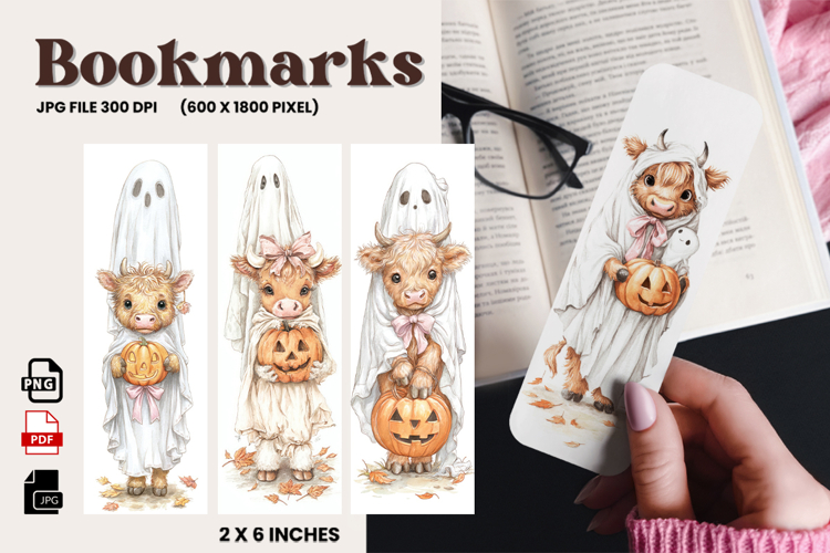 Halloween Bookmark Pumpkin Cute Ghost Design Printable_26
