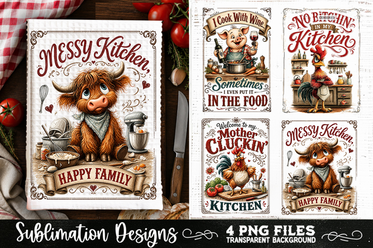Funny Kitchen Towel 4 PNG Retro PNG Sublimation