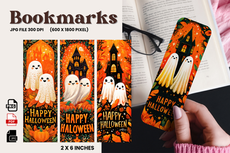 Halloween Bookmark Pumpkin Cute Ghost Design Printable_67
