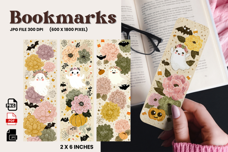 Halloween Bookmark Pumpkin Cute Ghost Design Printable_72