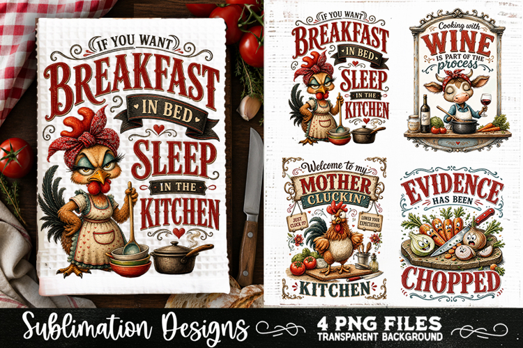 Funny Kitchen Towel 4 PNG Retro PNG Sublimation example image 1