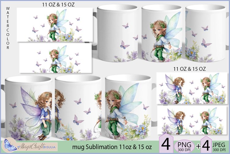 Mug Wrap fairy elf Sublimation| fabulous elf boy mug 11oz 15 example image 1