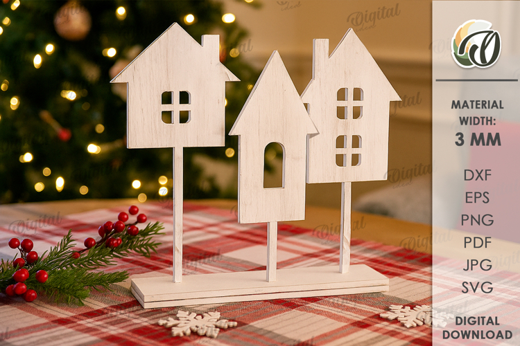 Set Of 3 Christmas Stands Laser Cut. Christmas Decor SVG