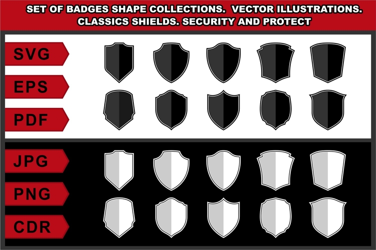 Set of Classics Shields. Security and Protect Illustrations