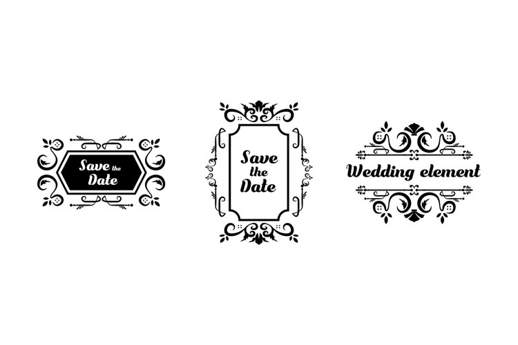 Set of decorative vintage wedding frame set concept