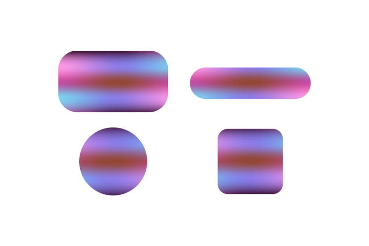 Set of different blurred gradient button shape graphic