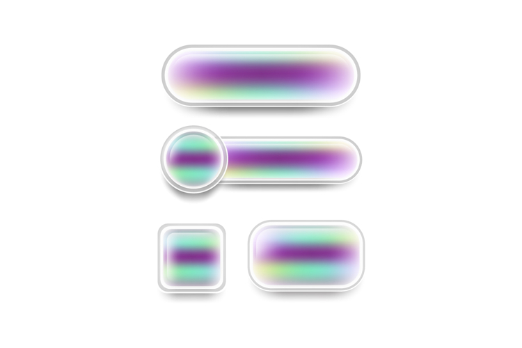 Set of Glassmorphism blur button icon shape element design