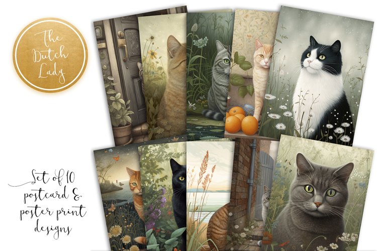 Cats Postcard and Poster Print Set example image 1