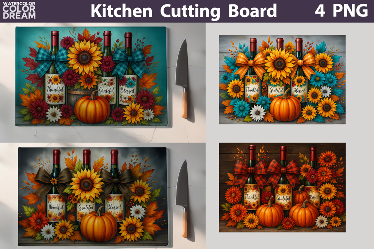 Pumpkin Wine Cutting Board | Autumn Kitchen Sublimation