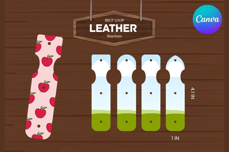 Belt Loop Leather Keychain Canva Frame Template Leather Tag1