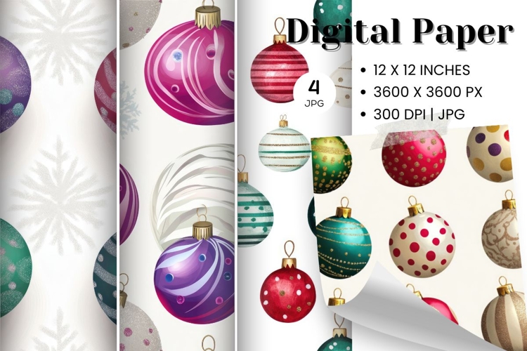 Christmas Ball Ornament Digital Paper Background Wallpaper