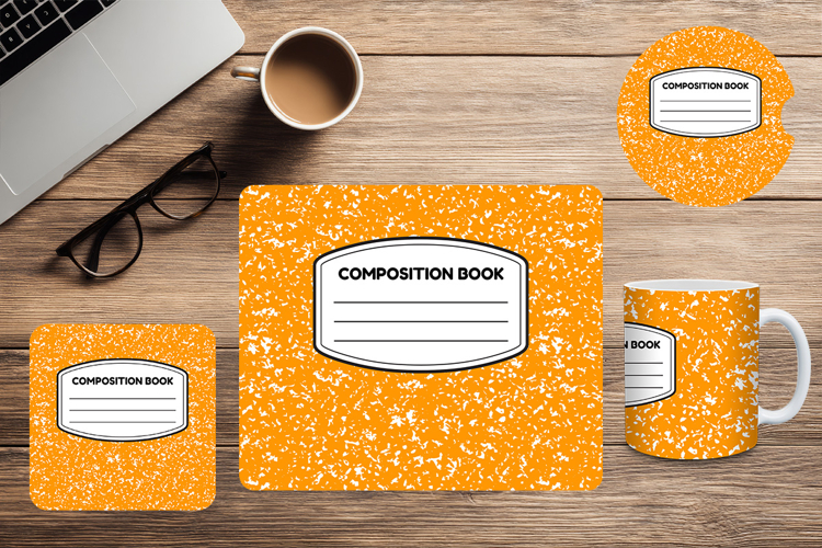 Composition Book Design School Mug Mouse Pad Car Coaster_1
