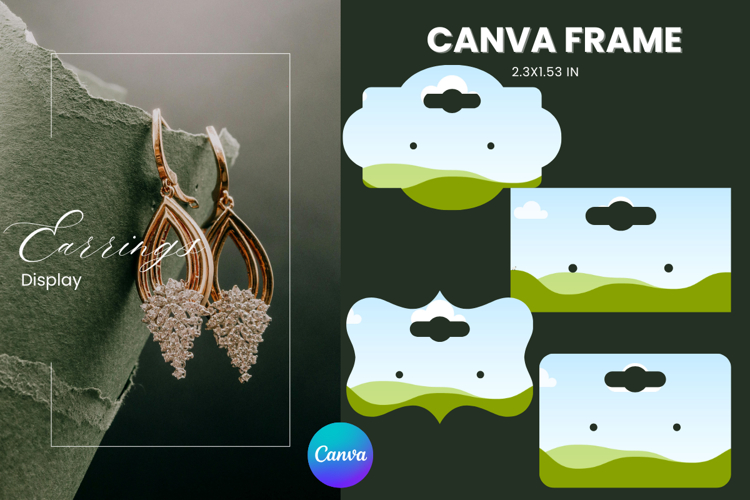 Earrings Display CANVA FRAME Card Template Jewelry Holder_1