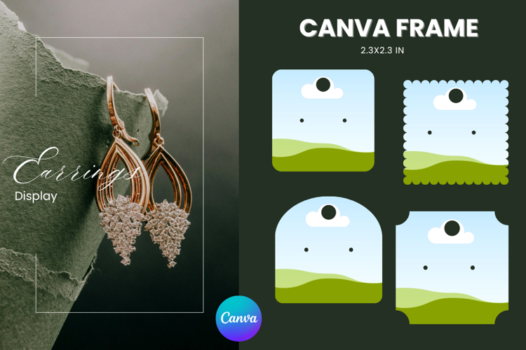 Earrings Display CANVA FRAME Card Template Jewelry Holder_1