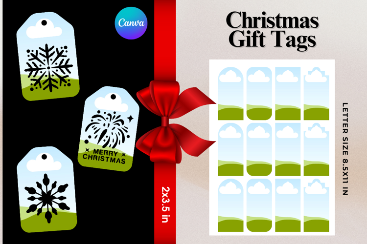 Christmas Gift Tags Canva Frame DIY Labels Editable Bag Tag