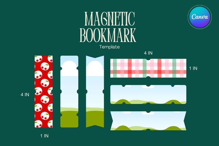 Magnetic Bookmark Canva Frame Template Editable Photo