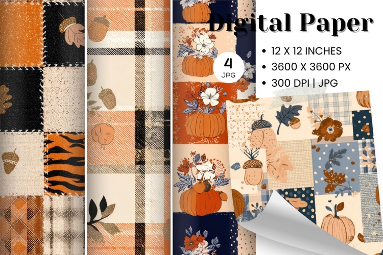 Pumpkin Patchwork Quilt Pattern Background Gingham Wallpaper