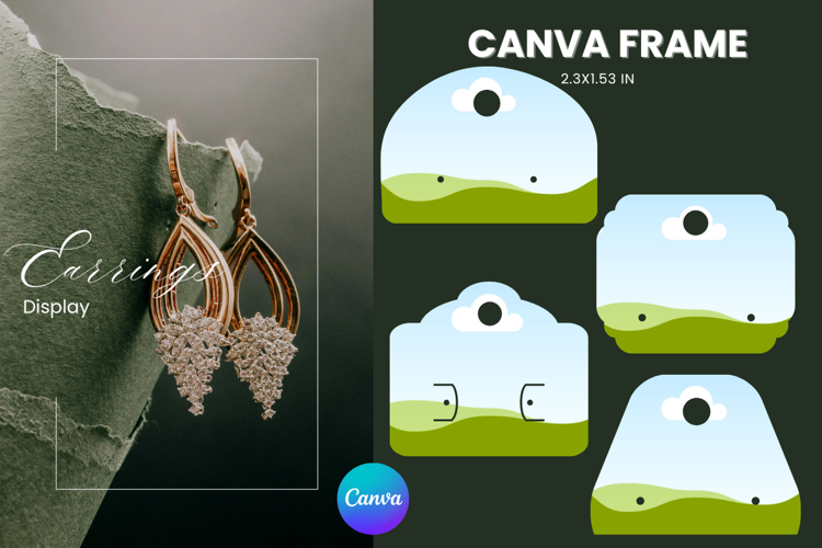 Earrings Display CANVA FRAME Card Template Jewelry Holder_10