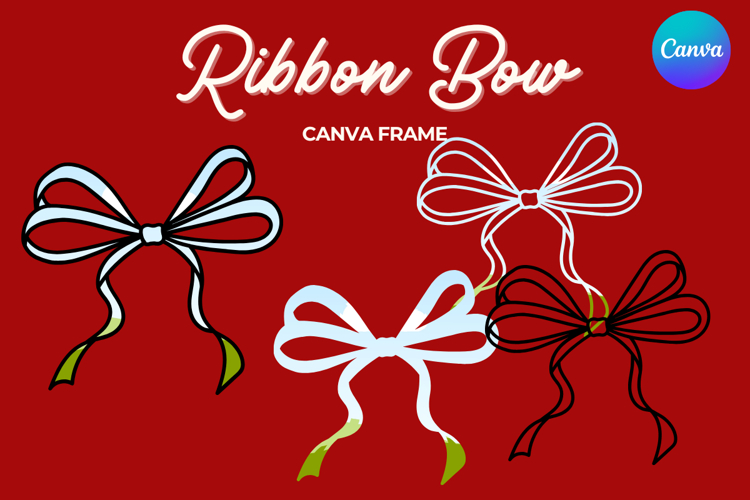 Coquette Bow Canva Frame Hand-Drawn Ribbon Mom life Design
