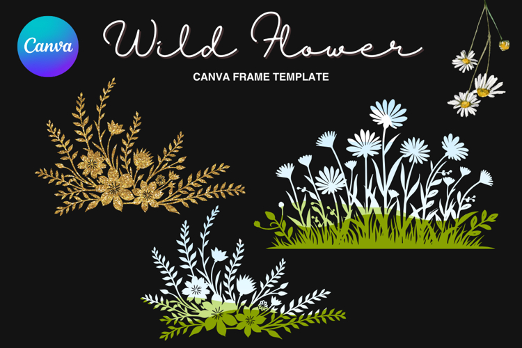 Wild Flower Canva Frame Bouquet Flower Add Photo_100