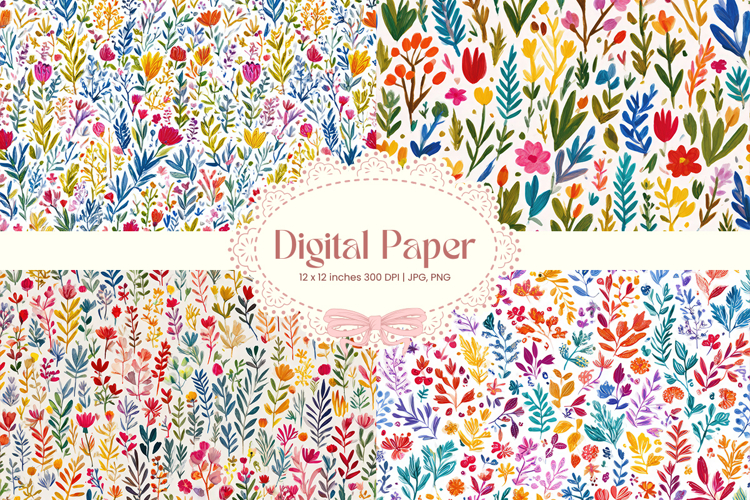 Flower Pattern Background Wallpaper Digital Paper_106 example image 1