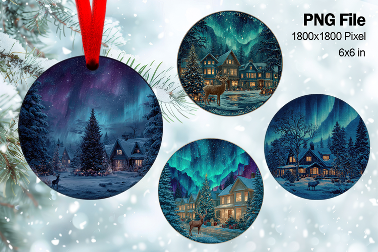 Christmas House Ornament Watercolor Snow House Decorate_106