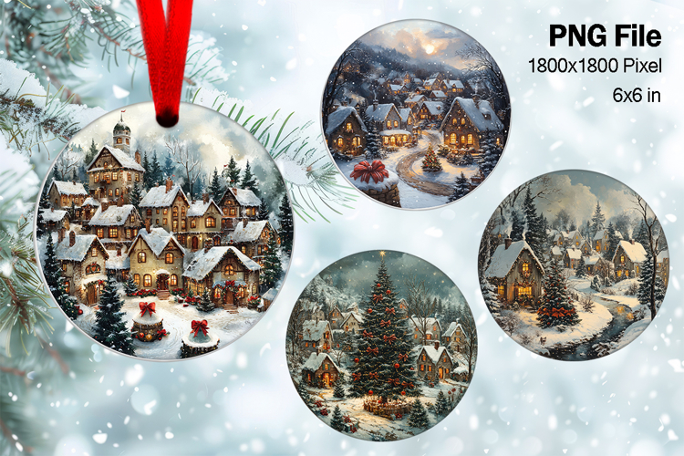 Christmas House Ornament Watercolor Snow House Decorate_109