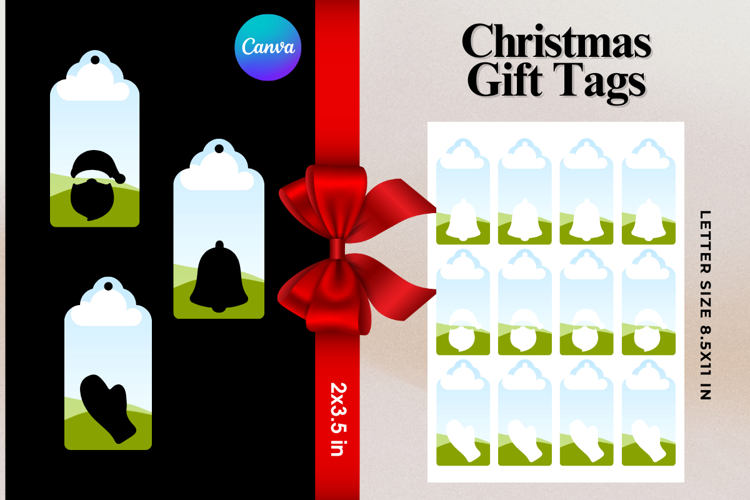 Christmas Gift Tags Canva Frame DIY Labels Editable Bag Tag