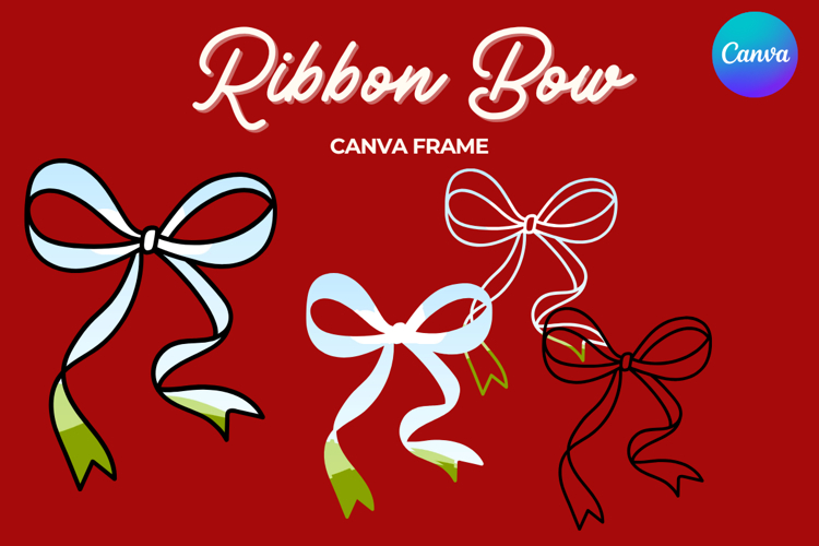 Coquette Bow Canva Frame Hand-Drawn Ribbon Mom life Design