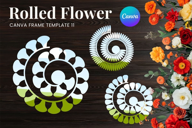 Rolled Flower Canva Frame Paper Flowers Canva Template_11