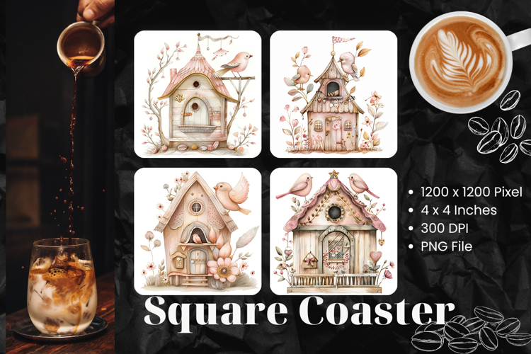 Birdhouse Square Coasters Accessories Cute Bird keychains_11