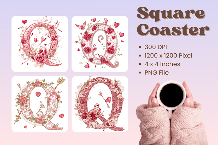 Letters Valentine Square Coasters Love Heart Accessories_Q
