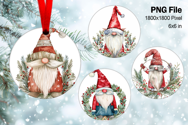 Gnome Santa Christmas Ornament Snow Decorate Sublimation_12