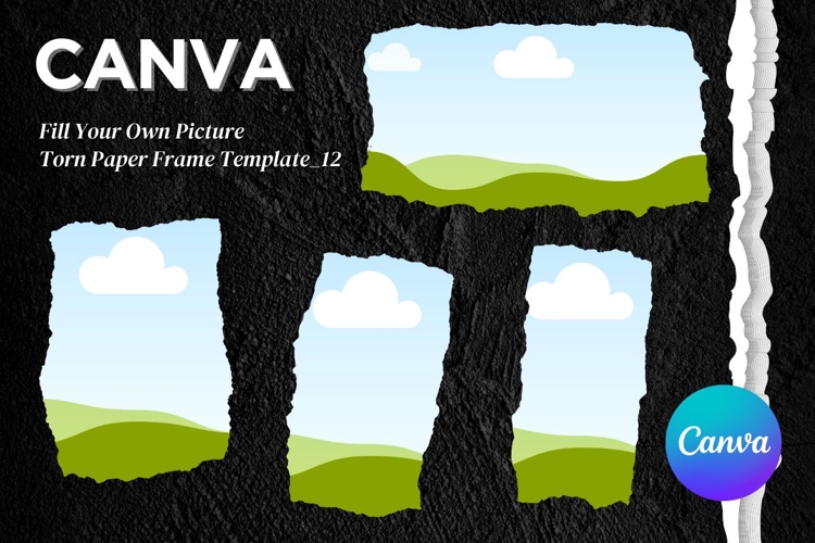 Torn Paper Ripped Text Box Canva Frame Photo Template_12