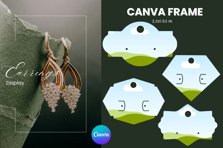 Earrings Display CANVA FRAME Card Template Jewelry Holder_12