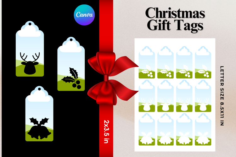 Christmas Gift Tags Canva Frame DIY Labels Editable Bag Tag