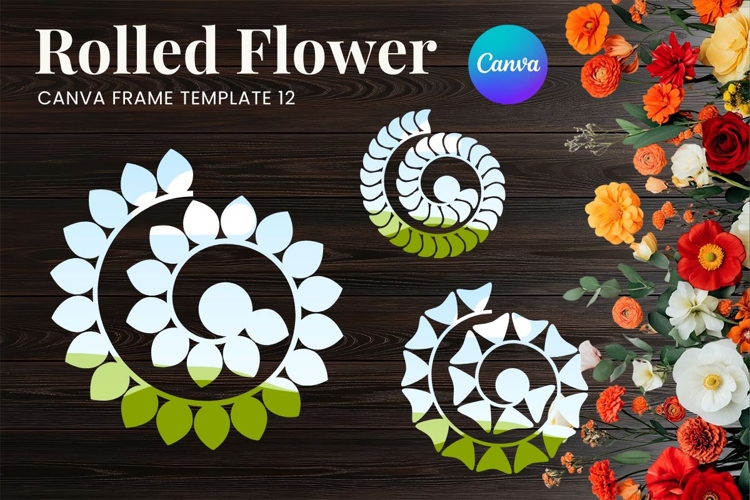 Rolled Flower Canva Frame Paper Flowers Canva Template_12