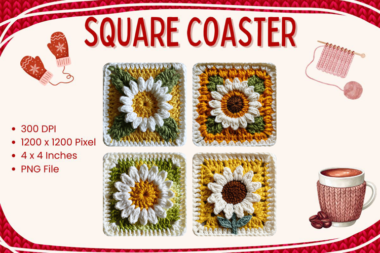 Sunflower Square Coasters Accessories Pumpkin Fall Autumn_12