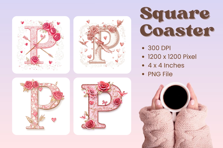 Letters Valentine Square Coasters Love Heart Accessories_P