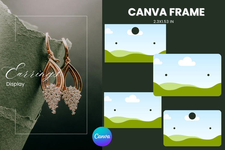 Earrings Display CANVA FRAME Card Template Jewelry Holder_13