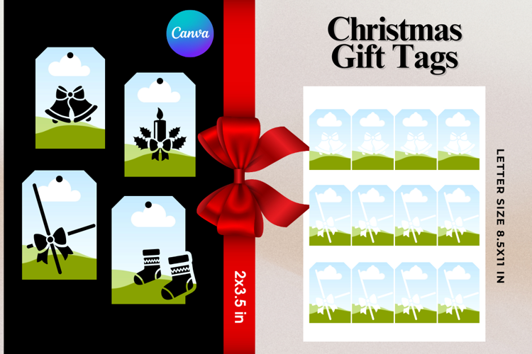 Christmas Gift Tags Canva Frame DIY Labels Editable Bag Tag