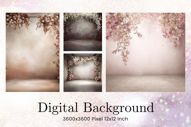 Flower Backdrops Overlays Wedding Studio Room Background_13